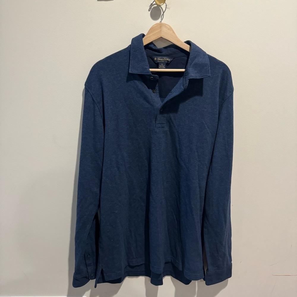 Brooks Brothers Blue long sleeve polo shirt cotton and wool